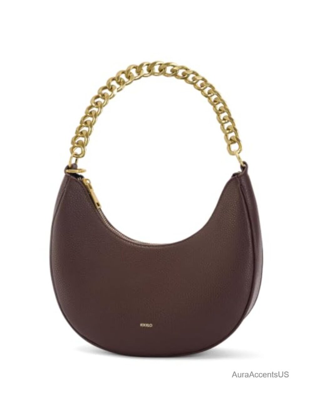 Crescent Shoulder Bag Vegan Leather Chain Strap Anti-Theft Lock Women's Mini